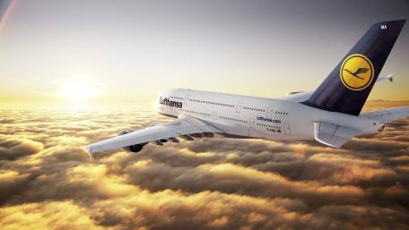 Flight Above the Clouds with Lufthansa Aircraft wallpaper