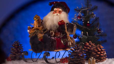 Festive Santa Claus Sleigh Scene wallpaper