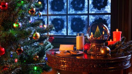 Warm Christmas Eve by the Fireside wallpaper