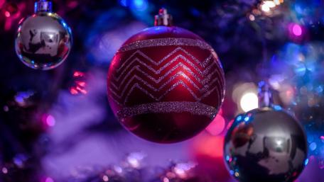 Festive Christmas Ornament Display wallpaper