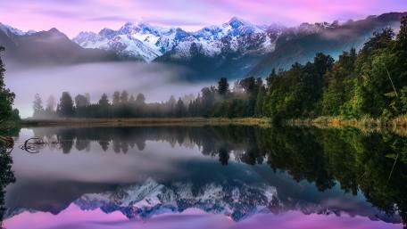 Purple Sky Mountain Reflection wallpaper