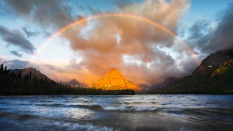 Rainbow over the Saint Mary Lake, Glacier National Park wallpaper