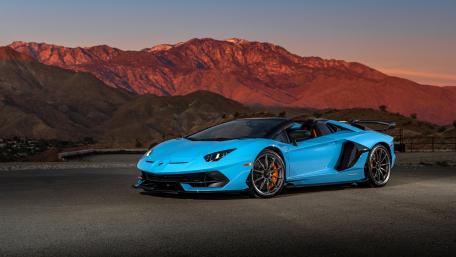 Stunning Blue Lamborghini Aventador SVJ Roadster Wallpaper wallpaper