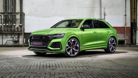 Vibrant Audi RS Q8 Showcased in Dynamic Setting wallpaper