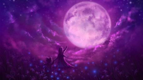 Moonlit Dreams in Purple Fantasy wallpaper