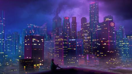 Digital cityscape wallpaper