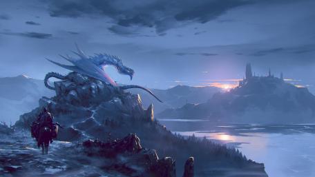 Majestic Dragon Overlooking the Realm wallpaper