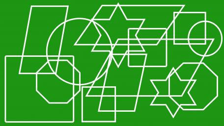 Dynamic Shapes on Vibrant Green Background wallpaper