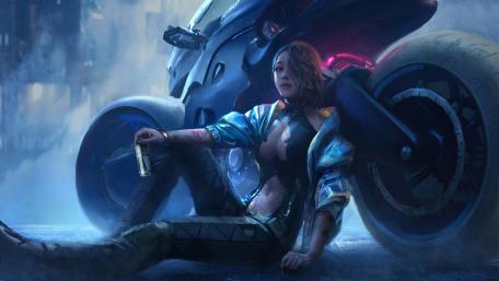 Cyberpunk Dreamland with Daring Rider wallpaper