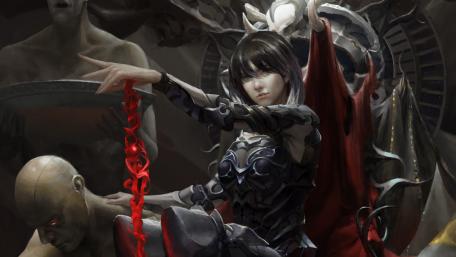 Mysterious Cyberpunk Fantasy Girl Awakens wallpaper