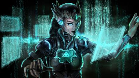 Futuristic Cyberpunk Fantasy Girl Wallpaper wallpaper