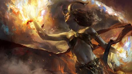 Mystical Power Unleashed by Enigmatic Sorceress wallpaper