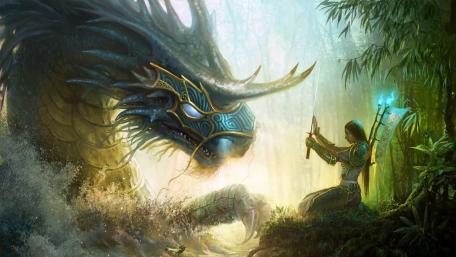 Enchanted Encounter in the Mystical Forest wallpaper