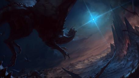 Majestic Dragon Soaring Through the Night Sky wallpaper