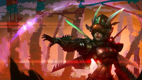 Futuristic Fantasy Warrior in Action wallpaper