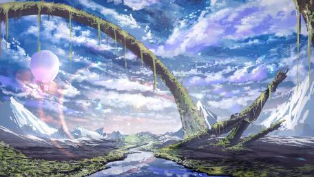 Majestic Anime Landscape Adventure wallpaper