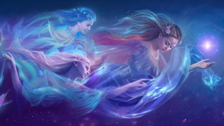 Ethereal Fairies in Dreamlike Embrace wallpaper