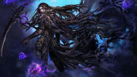 Ethereal Reaper in a Shadowed Realm wallpaper