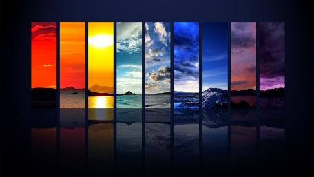 Nature photo montage in rainbow colors wallpaper