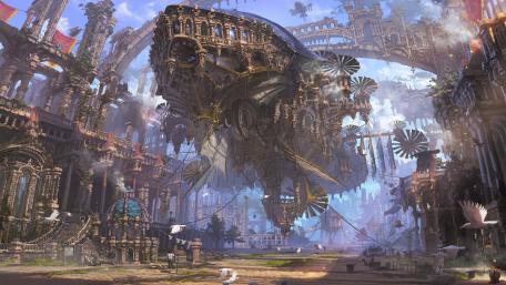 Steampunk city wallpaper