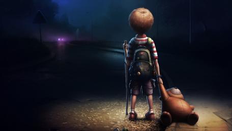 Alone boy go away wallpaper