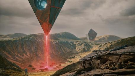 Mysterious Technology on an Alien Landscape wallpaper