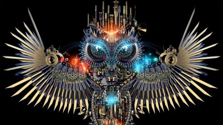 Steampunk owl wallpaper