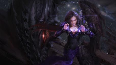 Enchanting Sorceress in the Shadow Realm wallpaper