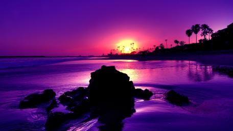 Purple Dusk at Seaside wallpaper