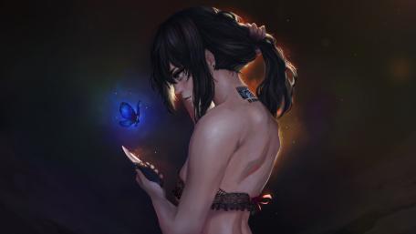 Cyborg girl digital painting wallpaper