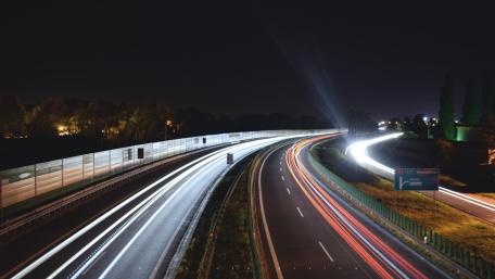 Vibrant Nighttime Highway Light Trails Snapshots wallpaper