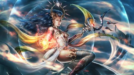 Mystical Sorceress in a Celestial Realm wallpaper
