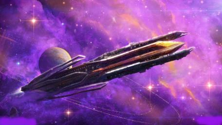 Majestic Voyage Through the Cosmic Abyss wallpaper