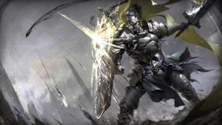 Valiant Knight in a Mystical Storm wallpaper
