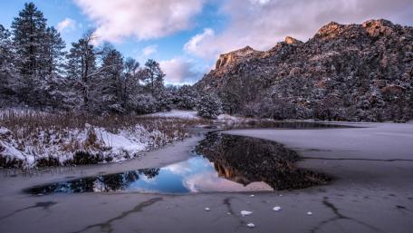 Winter Wonderland with Stunning Reflection wallpaper