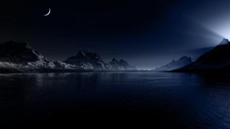 Misty Moonlight Serenade at Lake's Edge wallpaper