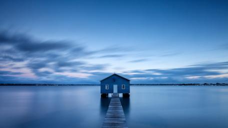 Blue Boat House wallpaper