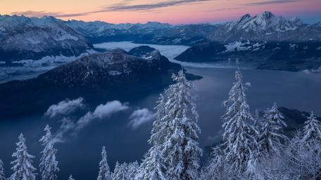 Majestic Winter Alps Panorama wallpaper