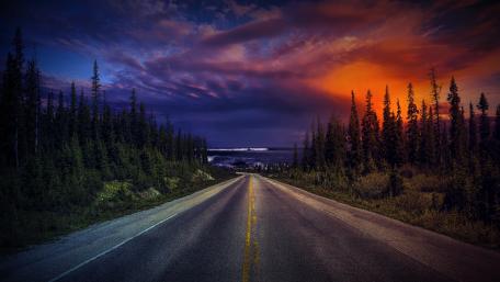 Sunset Journey on an Open Road wallpaper