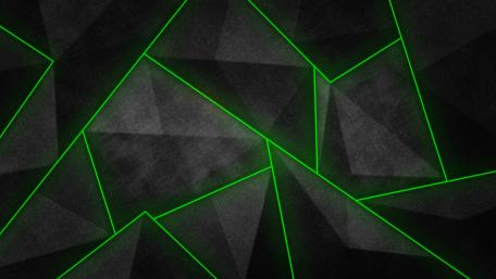Emerging Green Triangles on Black Canvas wallpaper