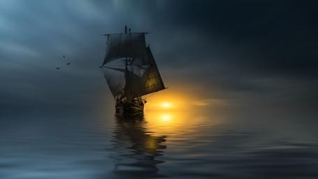 Sailing into the Enchanted Twilight wallpaper