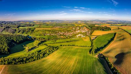 Vast Green Fields Under a Clear Blue Sky wallpaper