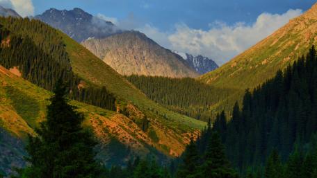 Majestic Mountains Embracing the Valley wallpaper