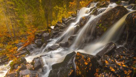Autumn Serenity at the Waterfall wallpaper