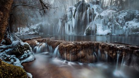 Frozen Beauty of a Winter Waterfall wallpaper