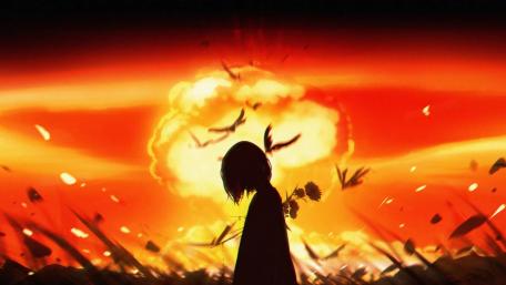 Explosive Sunset Silhouette wallpaper