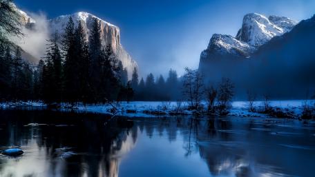 Merced River in winter wallpaper