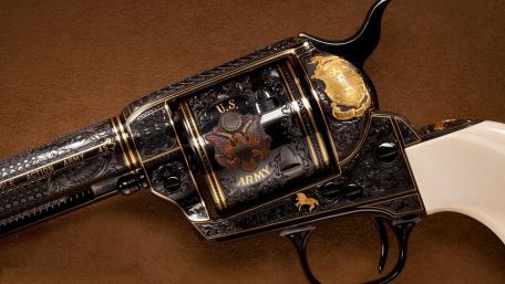 Antique Revolver Wallpaper Featuring Elaborate Engravings wallpaper