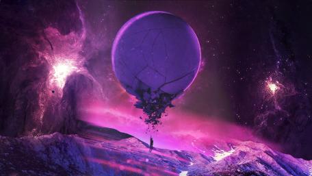 Mystic Voyage in the Purple Cosmos wallpaper