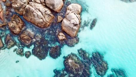Tranquil Blue Lagoon Aerial View wallpaper